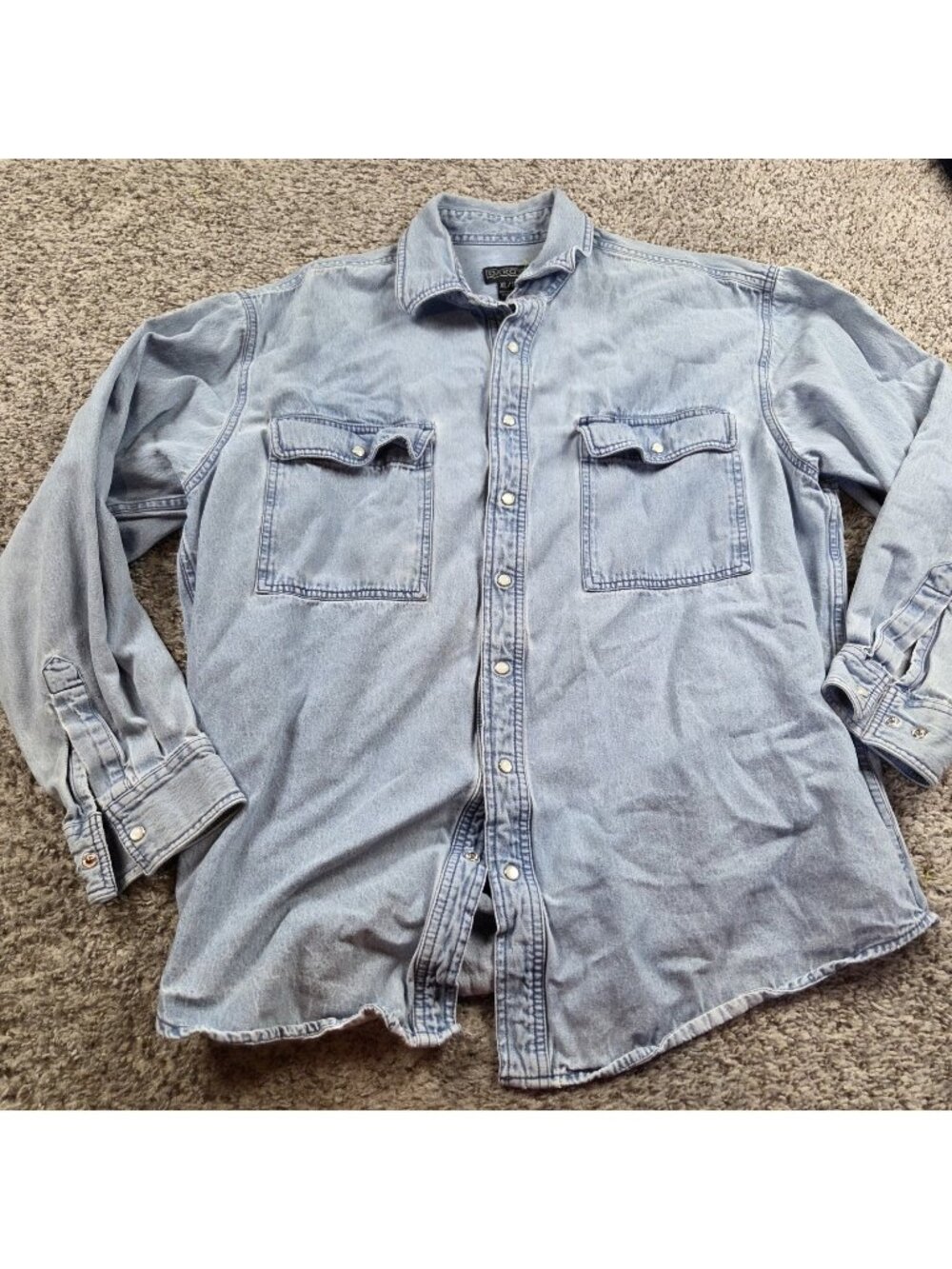 Dakota Denim Western Pearl Snap Shirt Mens XL Blue Long Sleeve Cowboy L/S